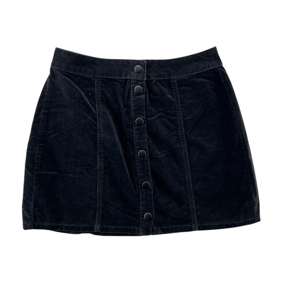 Brandy Melville Black Corduroy Mini Skirt Button Front A-Line Y2K Soft Stretch S - Picture 1 of 5